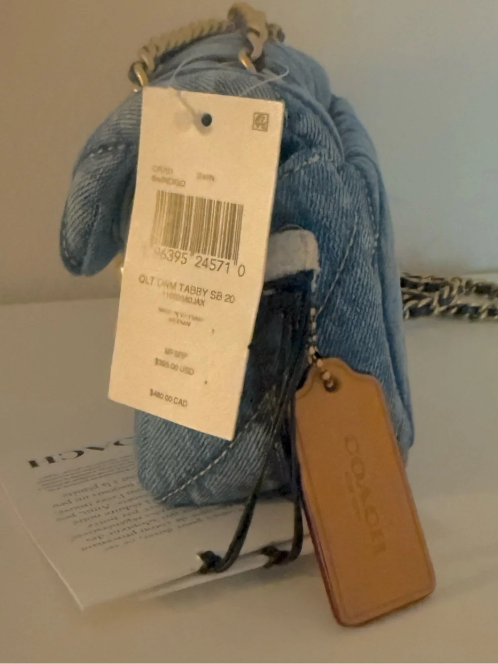 Coach Quilted Denim Crossbody with Gold Chain - Blue NWT Dust Bag Retail $475 - Picture 6 of 14